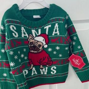Holiday Time Green Santa Paws Sweater